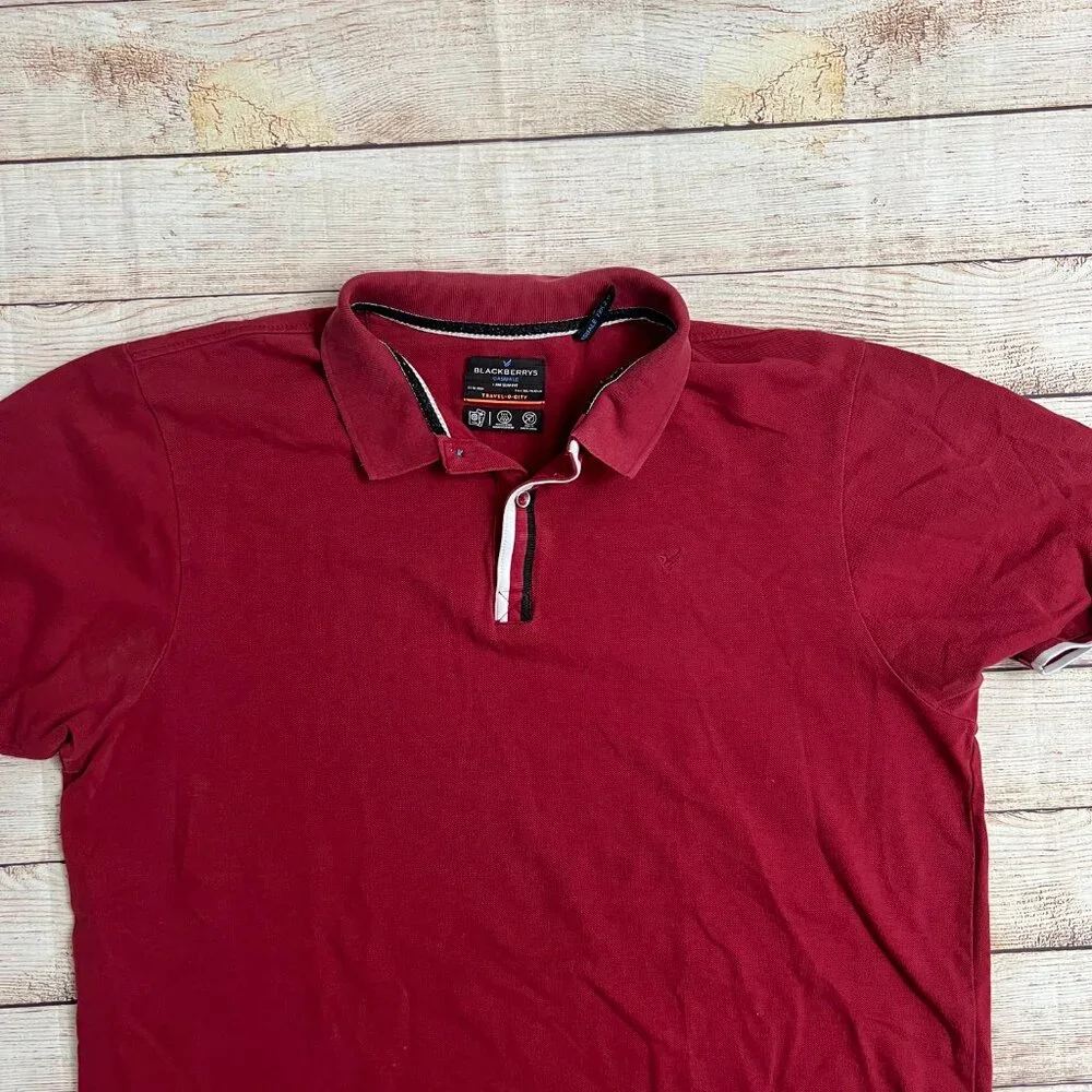 Blackberrys Casuale Mens XXL‎ Red Polo Shirt Travel-O-City Moisture Wicking
